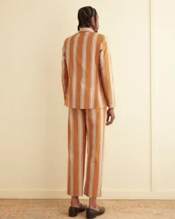 Men BODE Awning Stripe Double-Breasted Suit Jacket