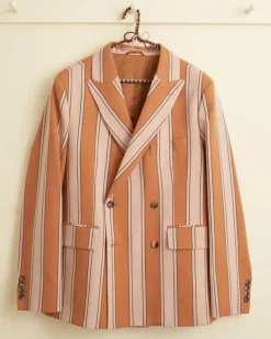 Men BODE Awning Stripe Double-Breasted Suit Jacket