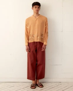Men BODE Beaded Cantaloupe Long Sleeve Shirt