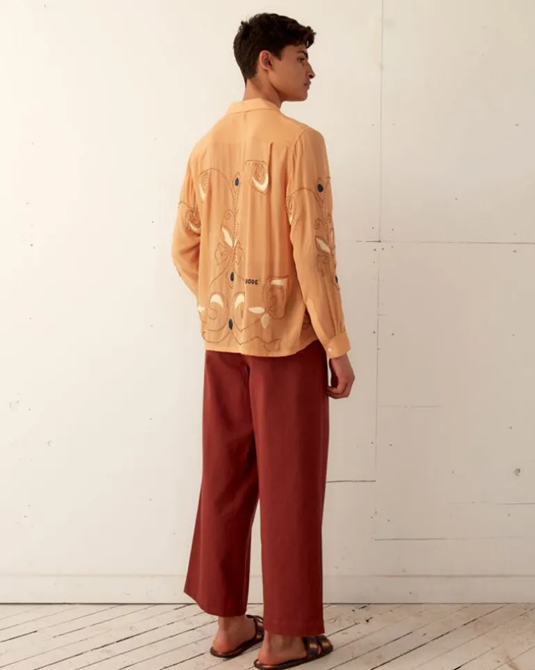 Men BODE Beaded Cantaloupe Long Sleeve Shirt
