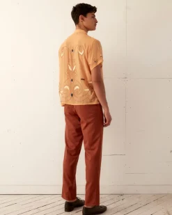 Men BODE Beaded Cantaloupe Short Sleeve Shirt