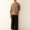 Men BODE Beaded Floral Madras Long Sleeve Shirt - Blue