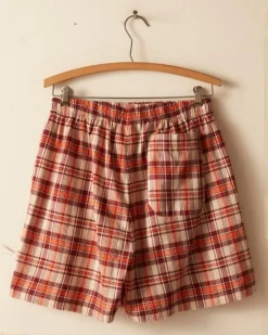 Men BODE Beaded Floral Madras Shorts - Red
