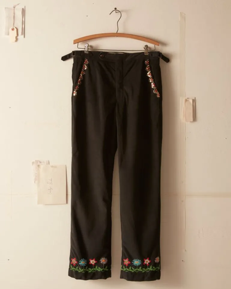 Men BODE Beaded Garden Vine Trousers