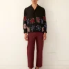 Men BODE Beaded Poppy Long Sleeve Shirt