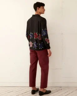 Men BODE Beaded Poppy Long Sleeve Shirt