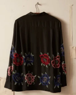 Men BODE Beaded Poppy Long Sleeve Shirt