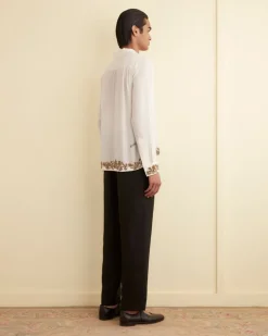 Men BODE Beaded Wheat Flower Long Sleeve Shirt
