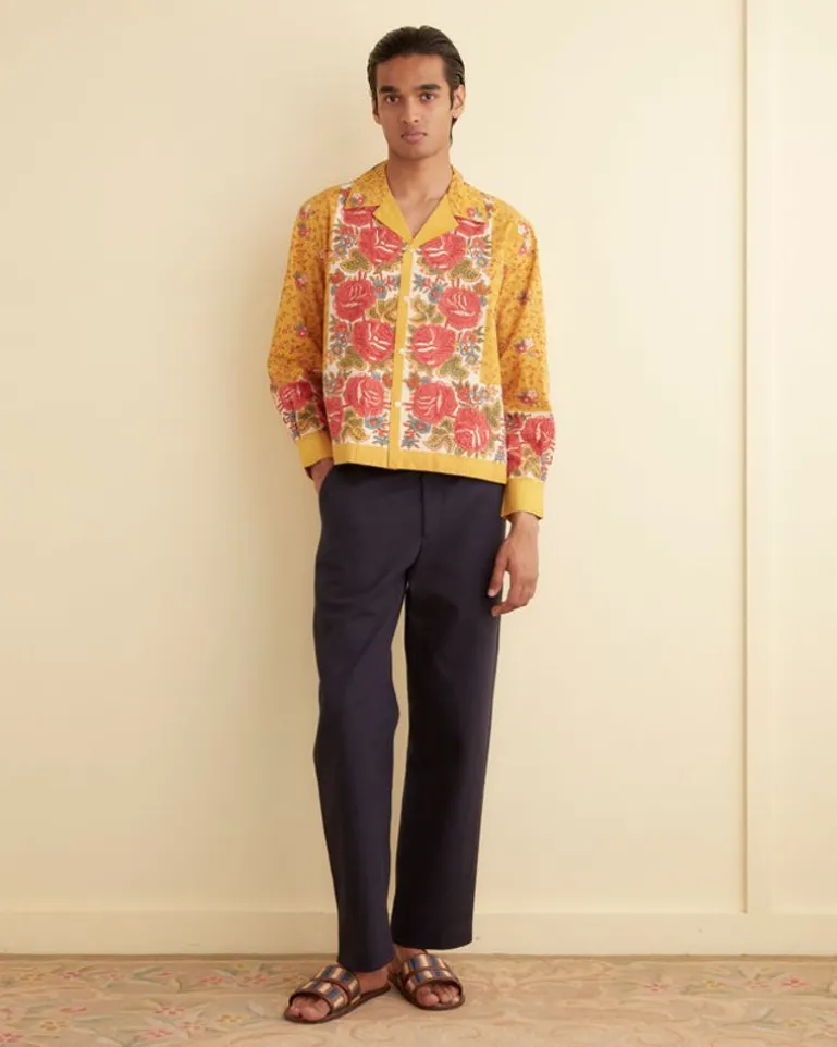 Men BODE Blooming Border Long Sleeve Shirt