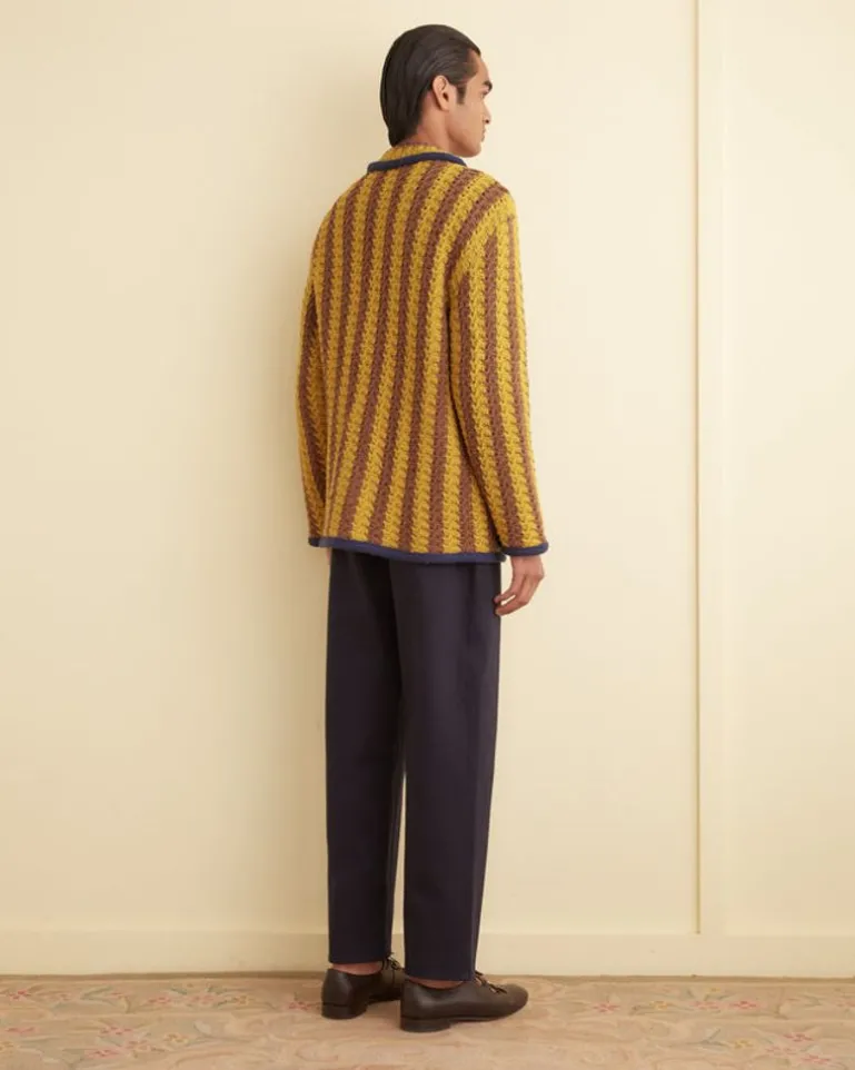 Men BODE Bold Stripe Cardigan - Brown/Gold