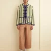 Men BODE Bold Stripe Cardigan - Green/Cream