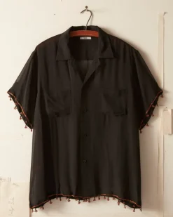 Men BODE Bugle Bead Trim Short Sleeve Shirt