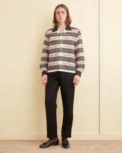 Men BODE Cherry Blossom Stripe Long Sleeve Shirt