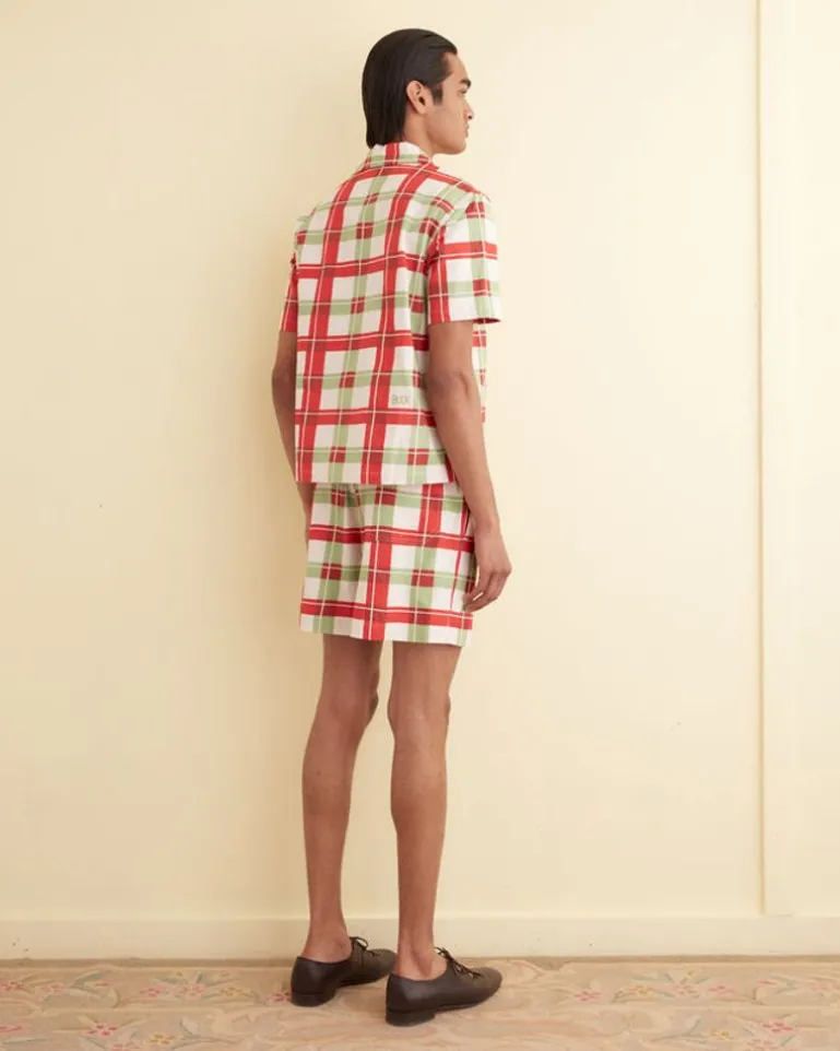 Men BODE Complementary Plaid Short Sleeve Shirt