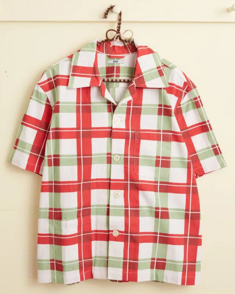 Men BODE Complementary Plaid Short Sleeve Shirt
