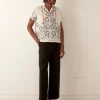 Men BODE Cornflower Cross Stitch Short Sleeve Shirt