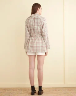 Women BODE Cream Grid Jacket - Xs