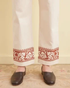Men BODE Cross-Stitched Rose Garland Trousers
