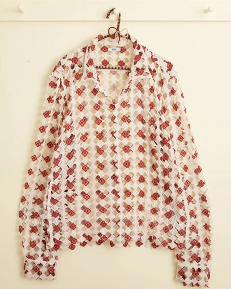 Men BODE Diamond Lace Long Sleeve Shirt