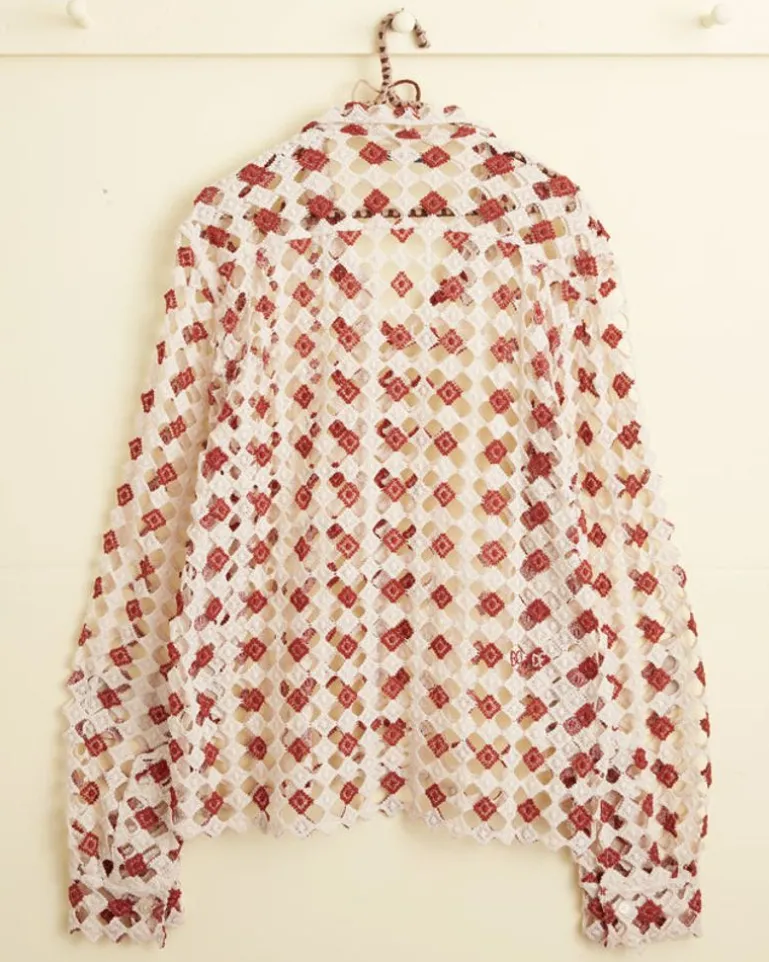 Men BODE Diamond Lace Long Sleeve Shirt