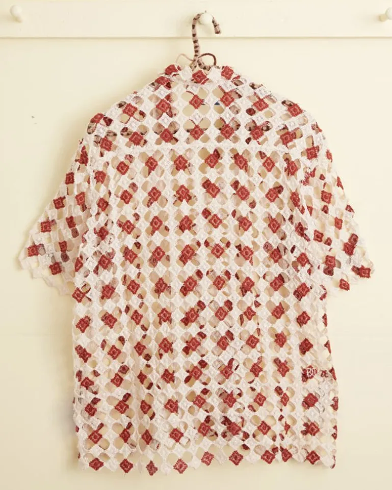 Men BODE Diamond Lace Short Sleeve Shirt