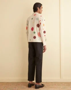 Men BODE Dotted Applique Long Sleeve Shirt