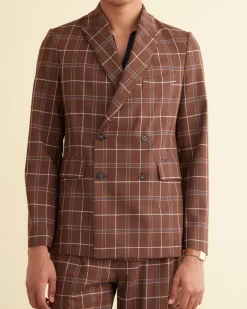 Men BODE Dunham Plaid Double-Breasted Suit Jacket