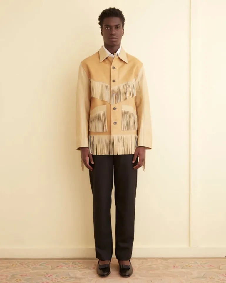 Men BODE Duo Leather Fringe Jacket