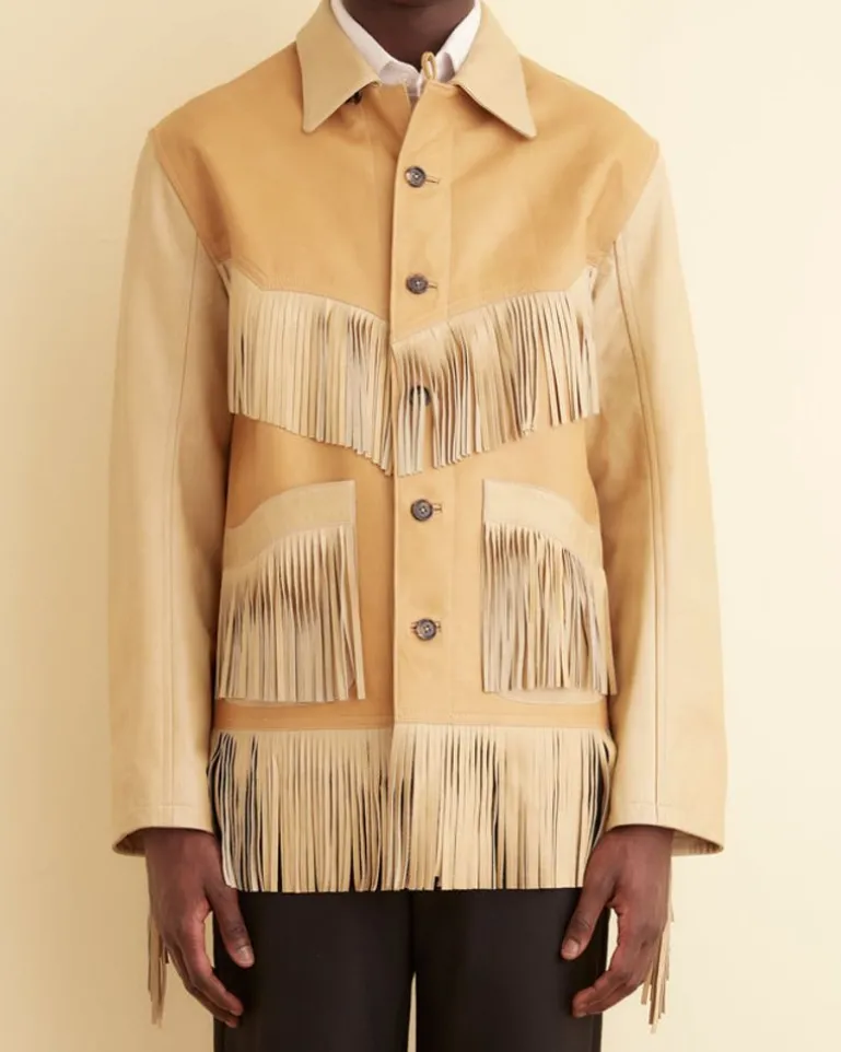 Men BODE Duo Leather Fringe Jacket
