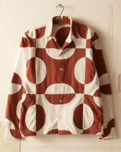 Men BODE Duo Oval Patchwork Long Sleeve Shirt