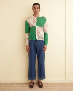 Men BODE Duotone Crochet Overshirt - Green