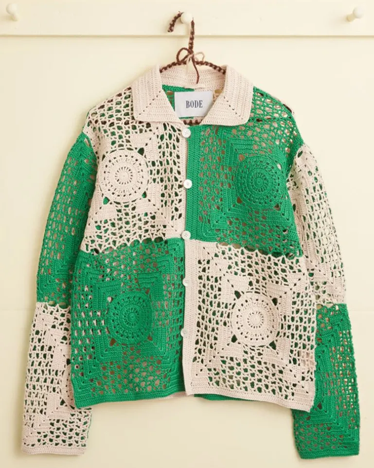 Men BODE Duotone Crochet Overshirt - Green