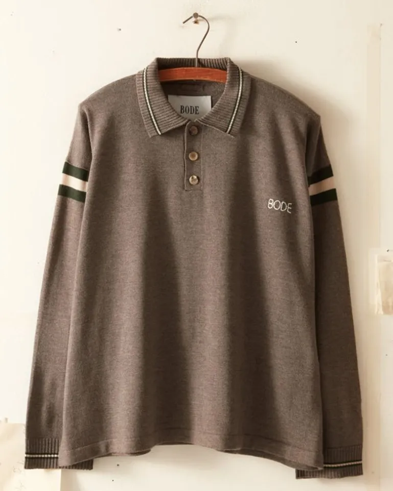 Men BODE Duotone Stripe Cycling Polo - Grey