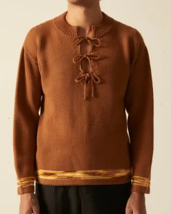 Men BODE Edge Trim Pullover - Brown