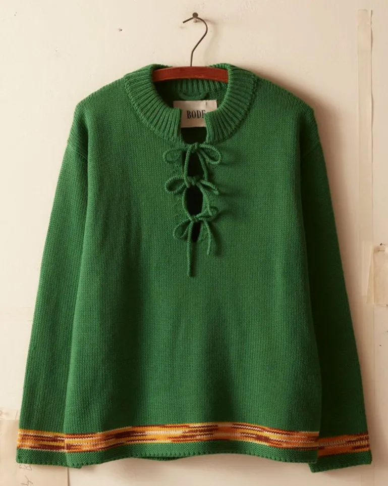 Men BODE Edge Trim Pullover - Green