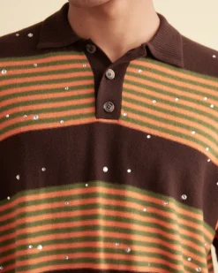 Men BODE Embellished Stripe Cycling Polo