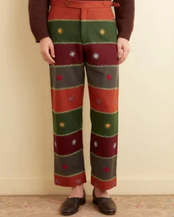 Men BODE Embroidered Autumn Quilt Trousers
