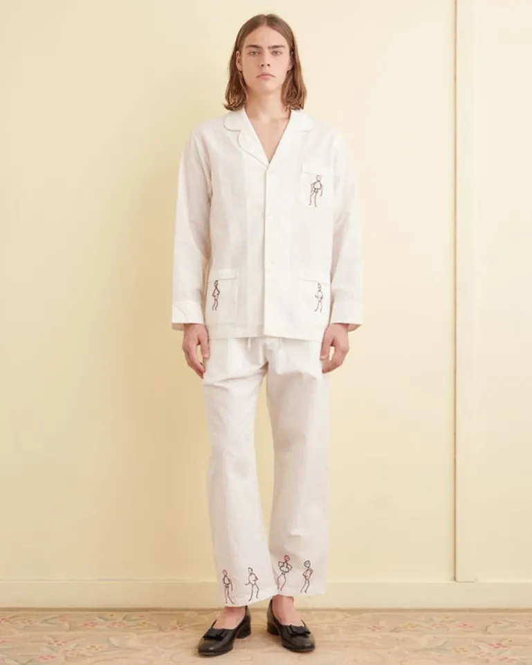 Men BODE Embroidered Blackjack Pajama Shirt