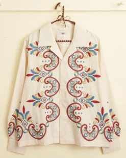 Men BODE Embroidered Carnival Long Sleeve Shirt