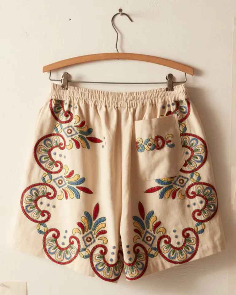 Men BODE Embroidered Carnival Shorts
