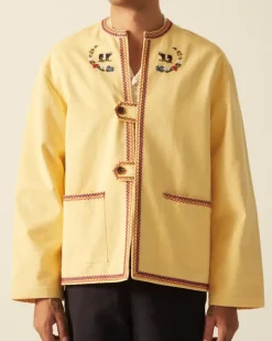 Men BODE Embroidered Cow Jacket