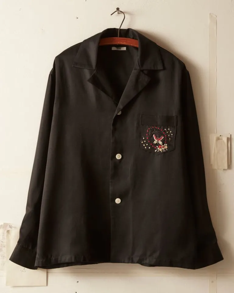 Men BODE Embroidered Leafwing Long Sleeve Shirt