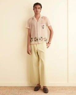Men BODE Embroidered Suncherry Short Sleeve Shirt