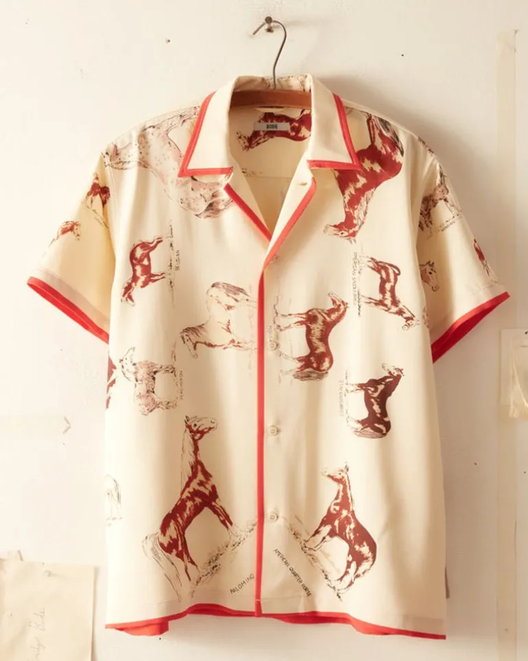 Men BODE Equine Short Sleeve Shirt