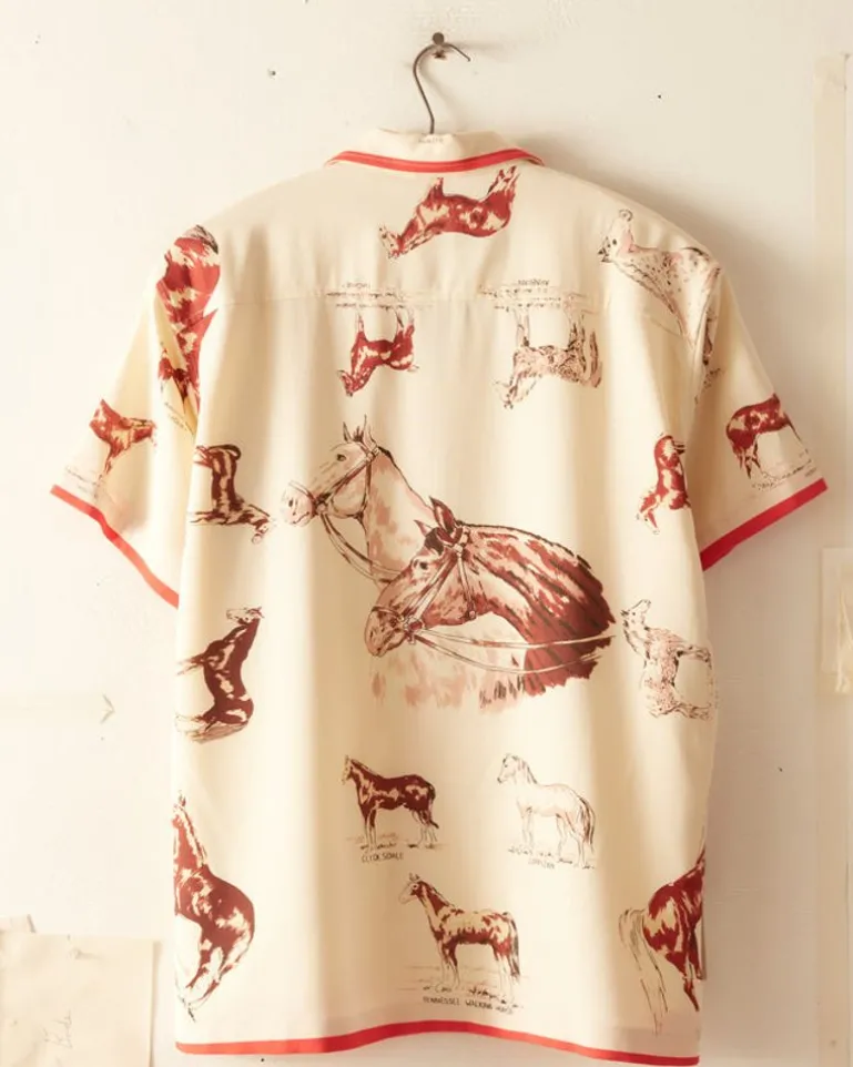 Men BODE Equine Short Sleeve Shirt