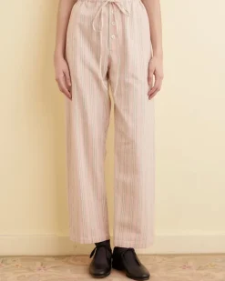 Women BODE Flannel Ticking Pajama Pants