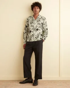 Men BODE Flocked Sweetunia Long Sleeve Shirt