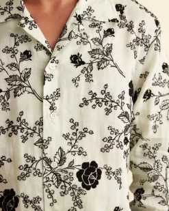 Men BODE Flocked Sweetunia Long Sleeve Shirt
