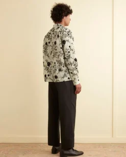 Men BODE Flocked Sweetunia Long Sleeve Shirt
