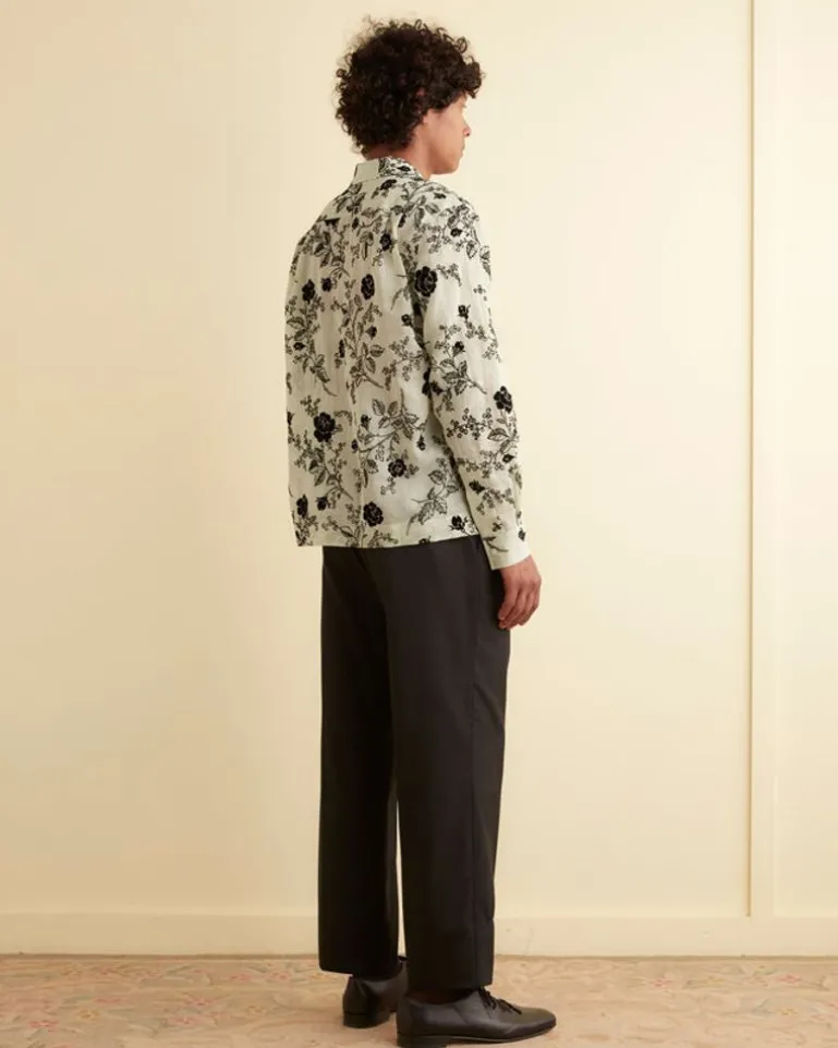 Men BODE Flocked Sweetunia Long Sleeve Shirt